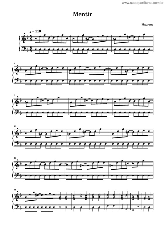 Partitura da música Mentir v.2