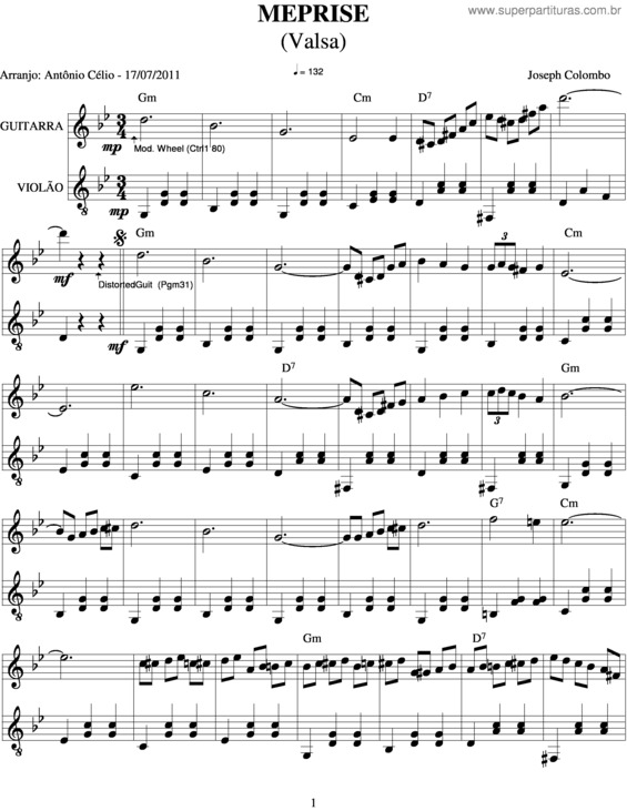 Partitura da música Meprise