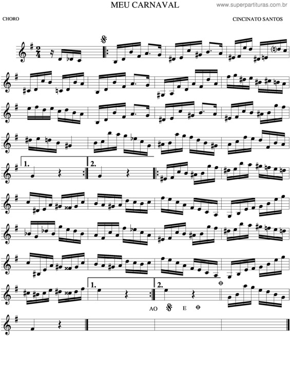 Partitura da música Meu Carnaval