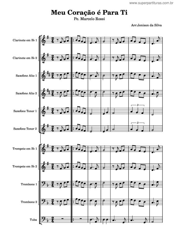 Partitura da música Meu Coração É Para Ti Meu Coração É Para Ti Grade