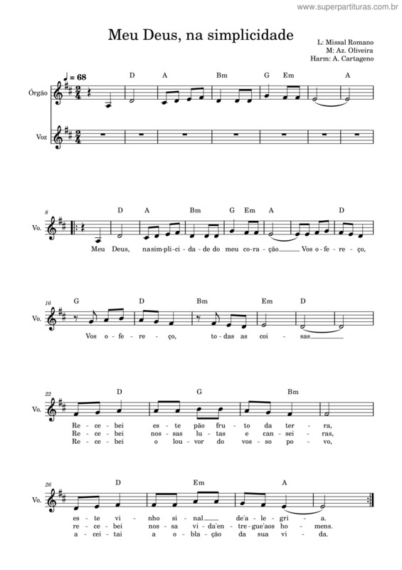 Partitura da música Meu Deus, Na Simplicidade