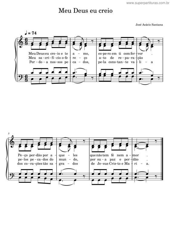 Partitura da música Meu Deus Eu Creio