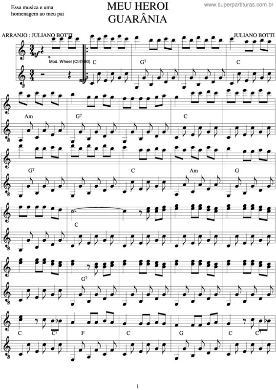 Partitura da música Meu Heroi