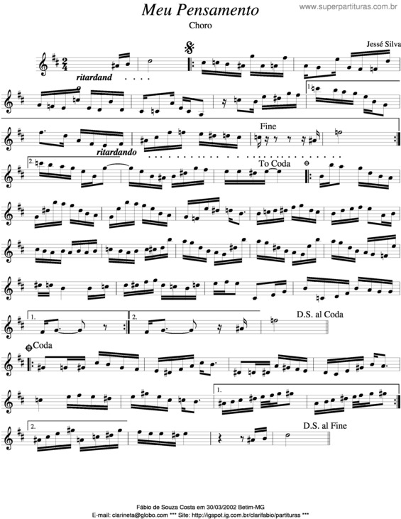 Partitura da música Meu Penssamento