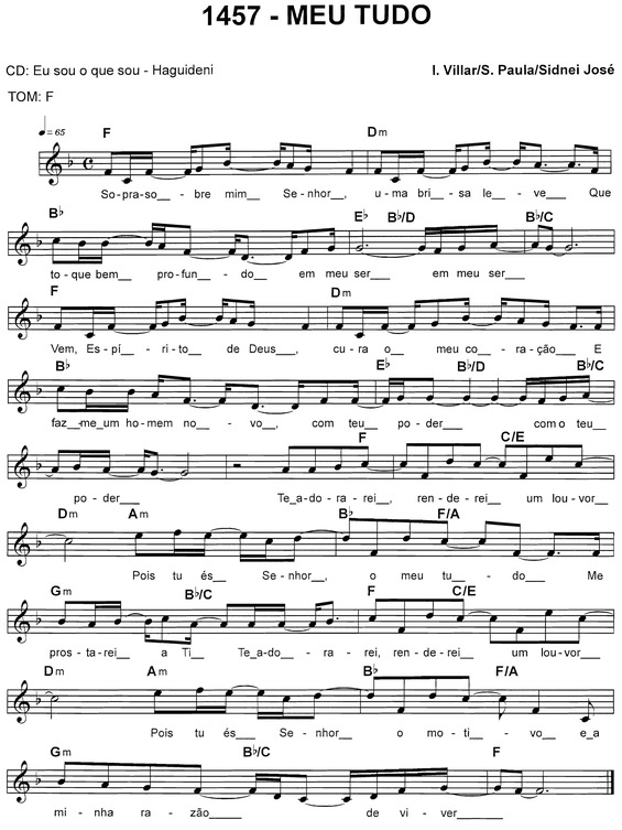 Partitura da música Meu Tudo