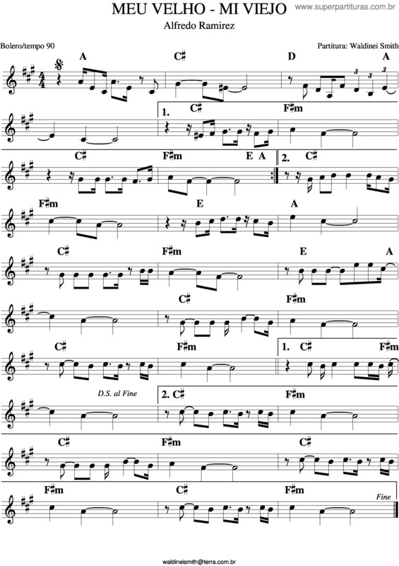 Partitura da música Meu Velho Mi Viejo