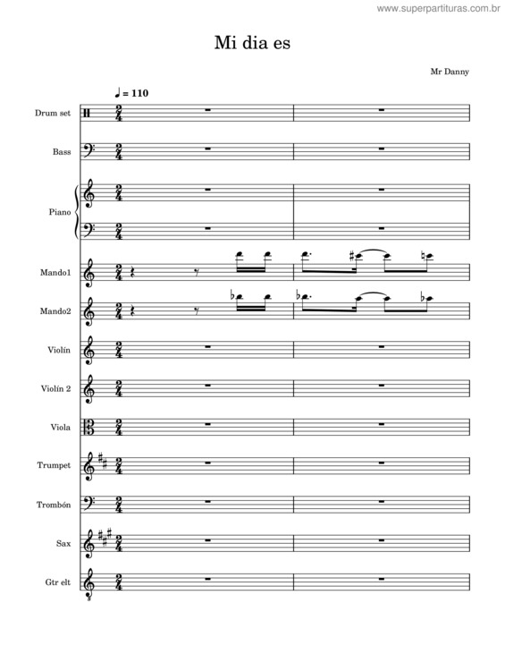 Partitura da música Mi Dia Es