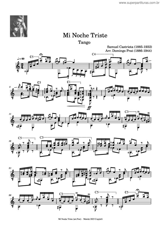 Partitura da música Mi Noche Triste