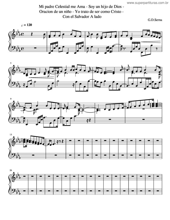 Partitura da música Mi Padre Celestial Me Ama