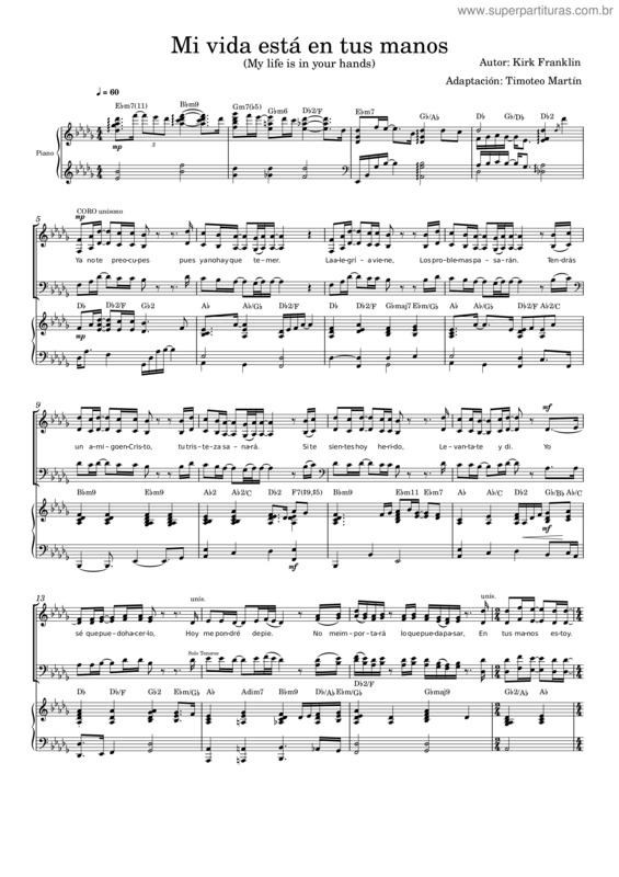 Partitura da música Mi Vida Está En Sus Manos