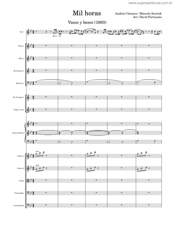 Partitura da música Mil Horas v.2