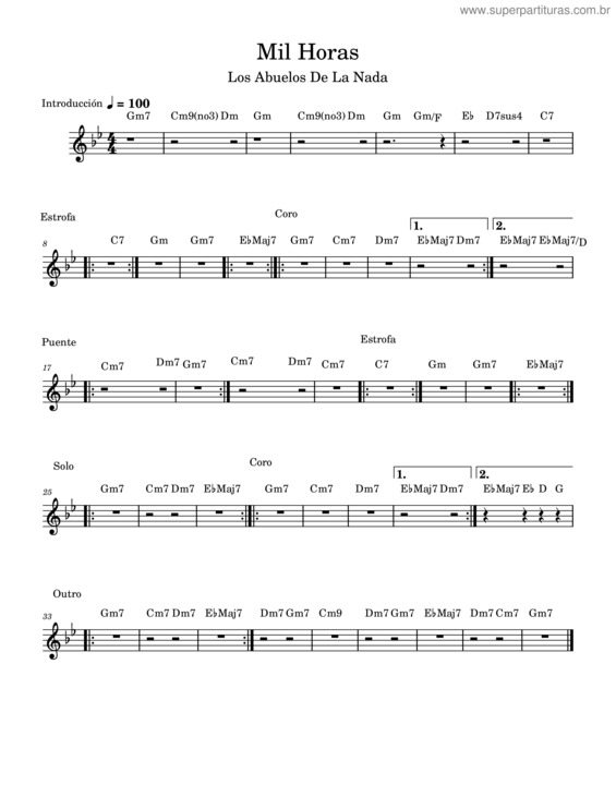 Partitura da música Mil Horas v.3