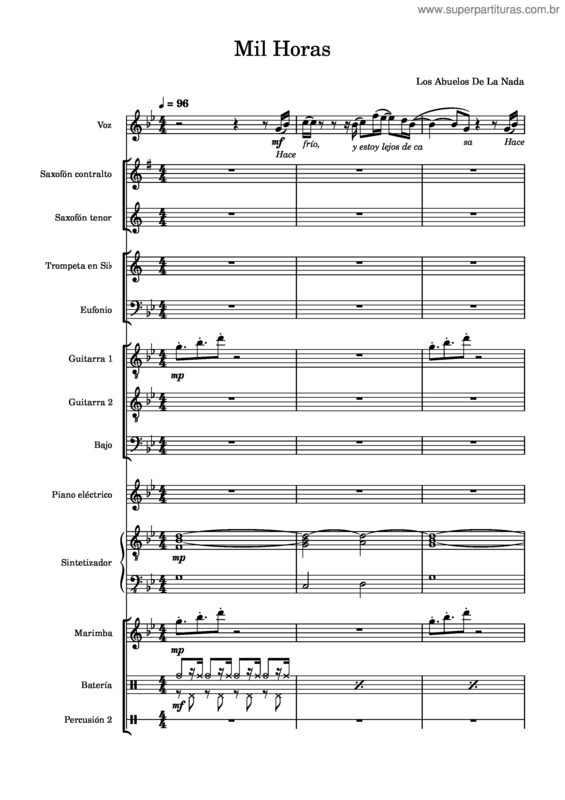 Partitura da música Mil Horas