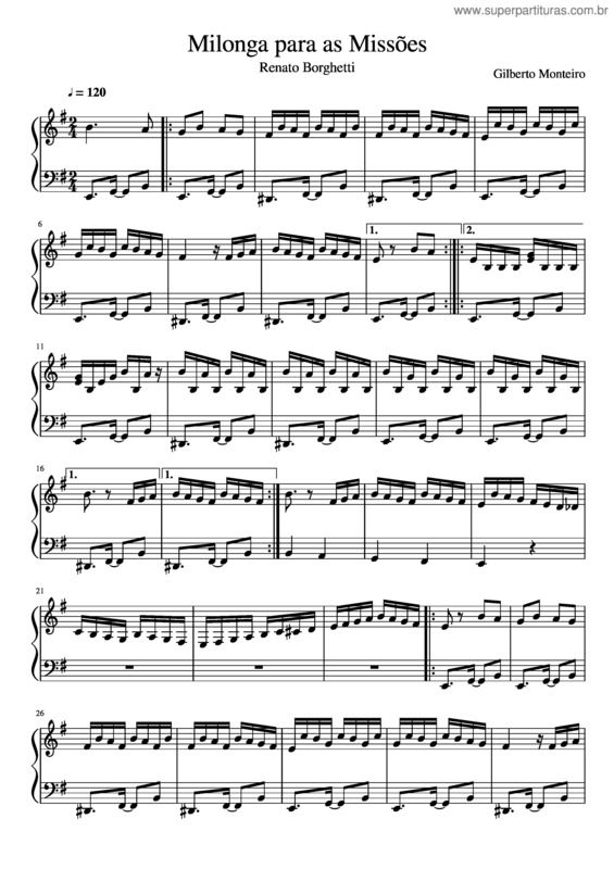 Partitura da música Milonga Para As Missões v.5