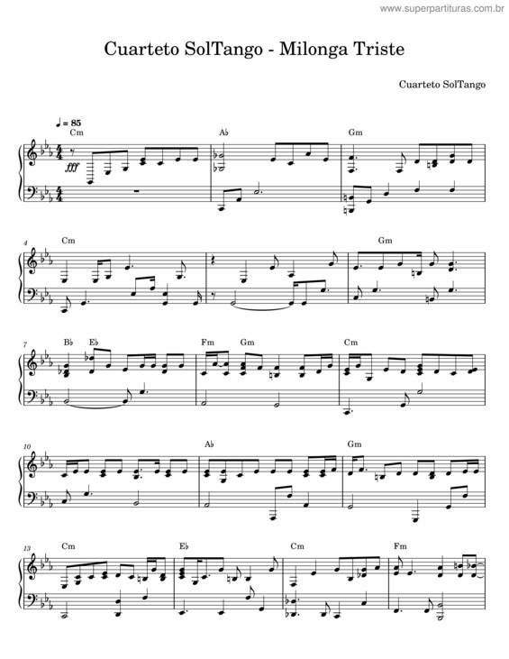 Partitura da música Milonga Triste v.3