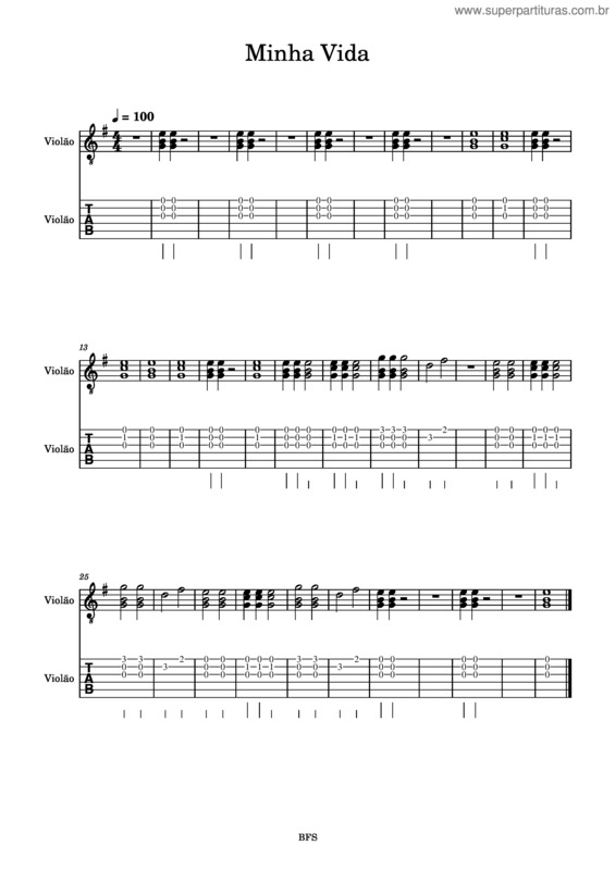 Partitura da música Minha Vida v.2