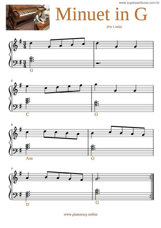 Partitura da música Minuet In G v.6