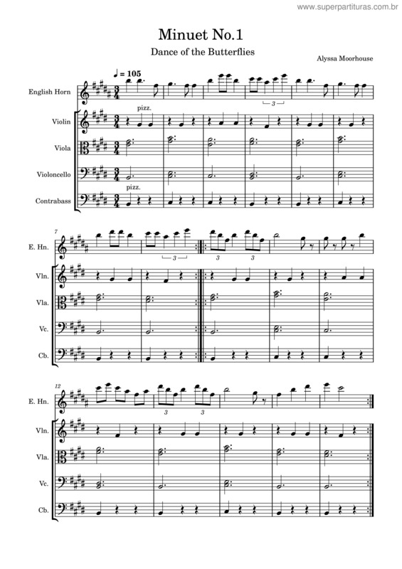 Partitura da música Minuet No.1  Dance Of The Butterflies