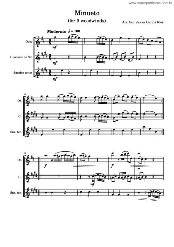 Partitura da música Minuet v.12