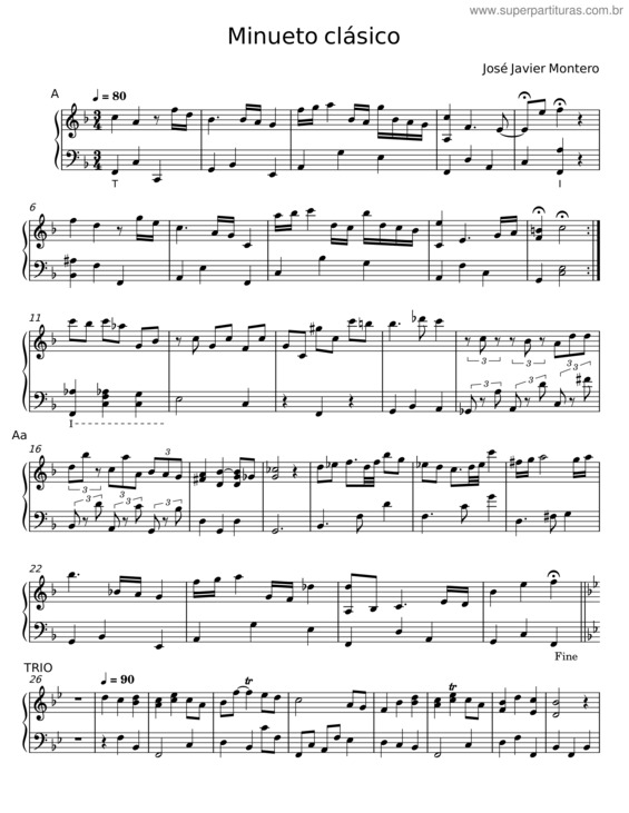 Partitura da música Minueto Clásico