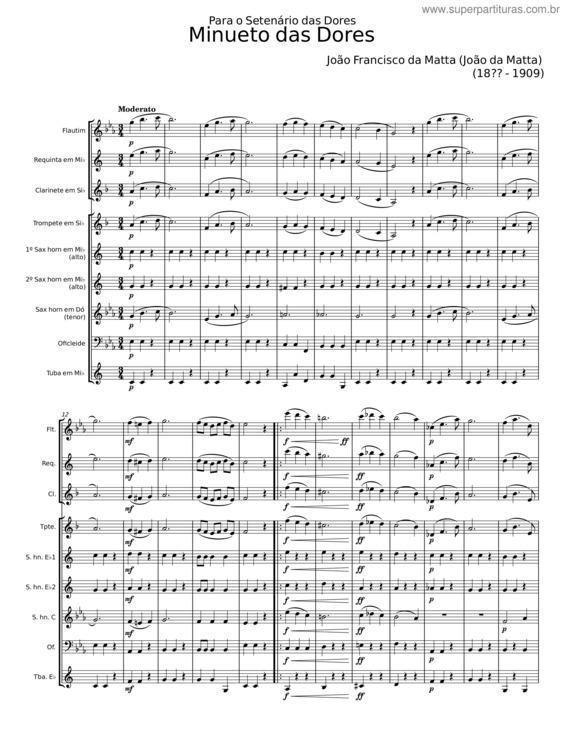 Partitura da música Minueto Das Dores