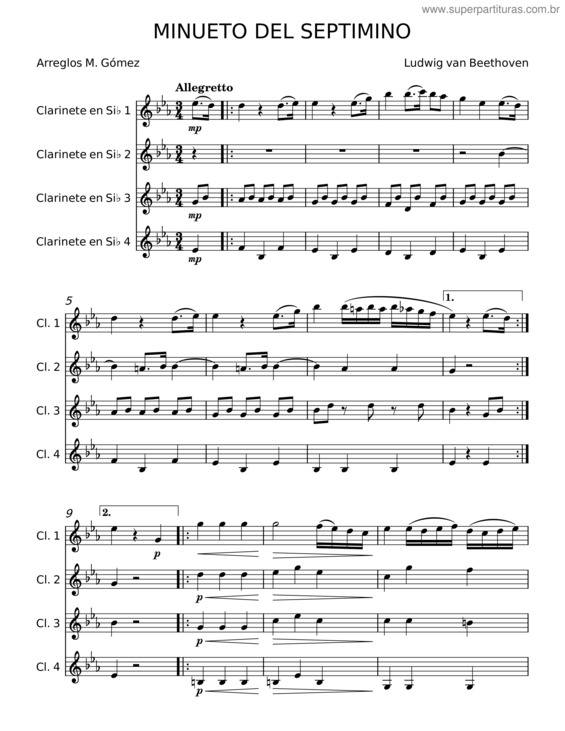 Partitura da música Minueto Del Septimino v.2