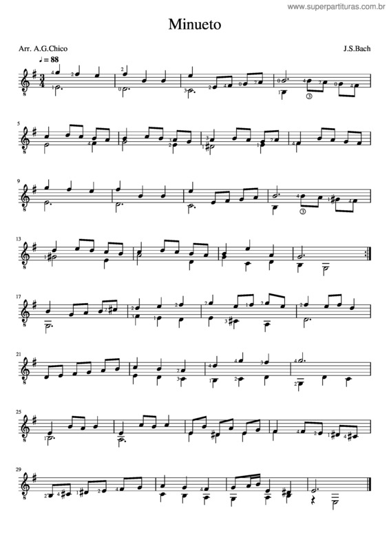 Partitura da música Minueto En Mim