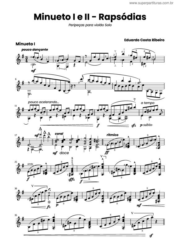 Partitura da música Minueto I E Ii