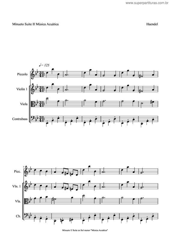 Partitura da música Minueto Ii Suite Música Acuática