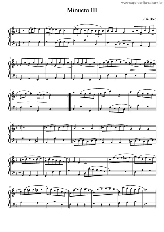 Partitura da música Minueto Iii v.2