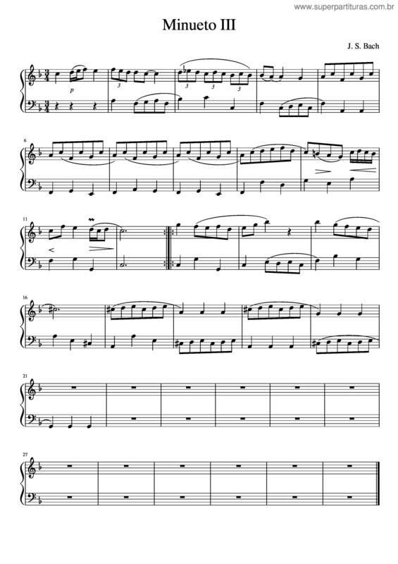 Partitura da música Minueto Iii v.3