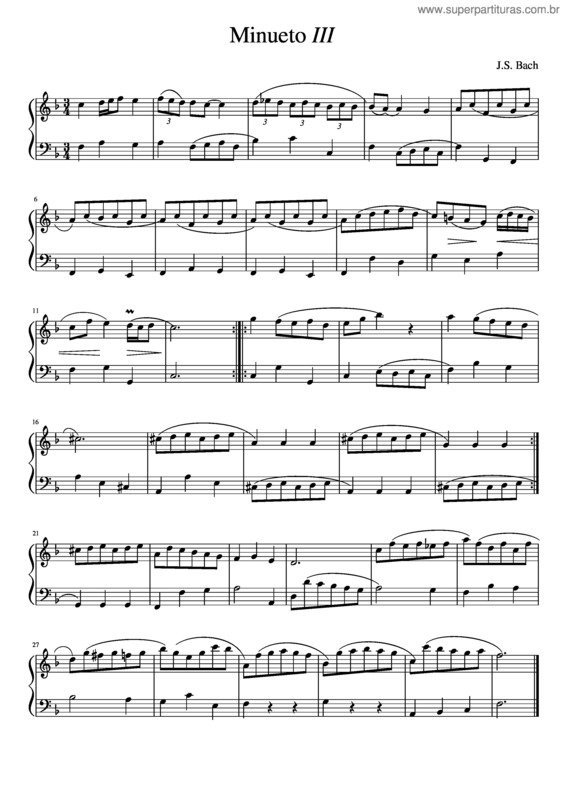 Partitura da música Minueto Iii v.4