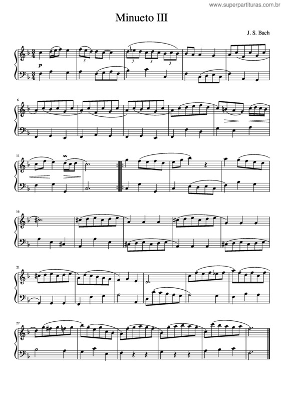 Partitura da música Minueto Iii