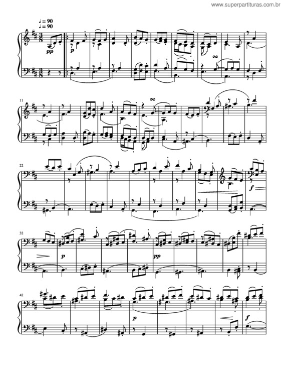 Partitura da música Minueto In D Major 1.