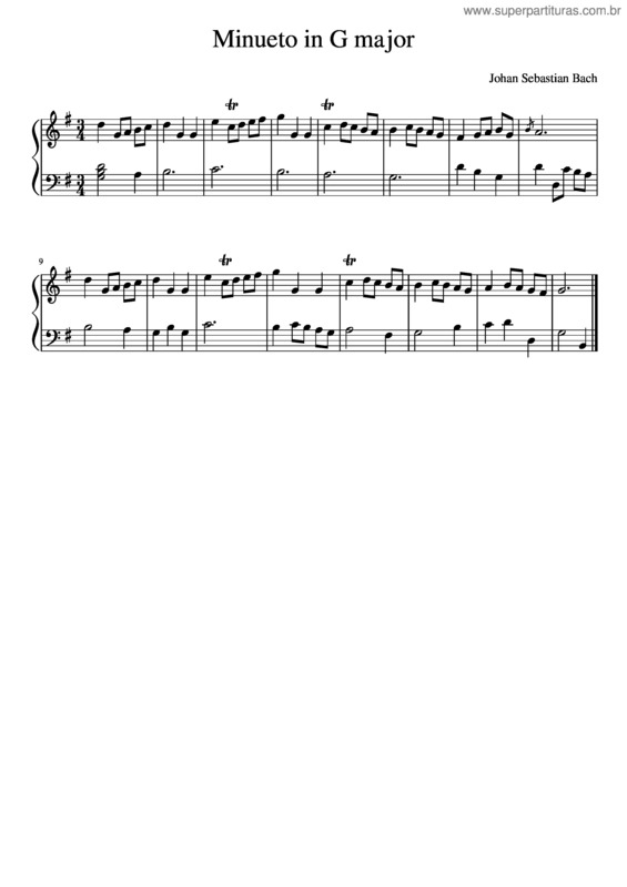 Partitura da música Minueto In G Major