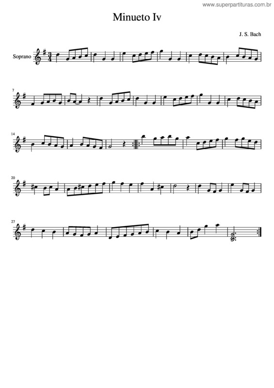 Partitura da música Minueto Iv v.3