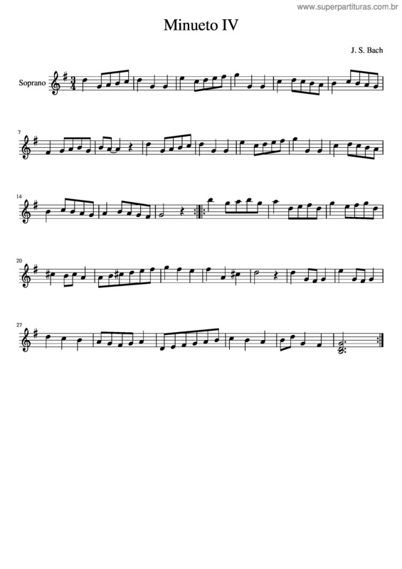 Partitura da música Minueto Iv v.4