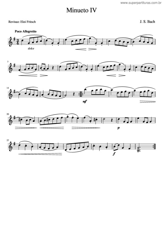 Partitura da música Minueto Iv v.5