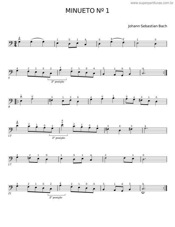 Partitura da música Minueto Nº 1