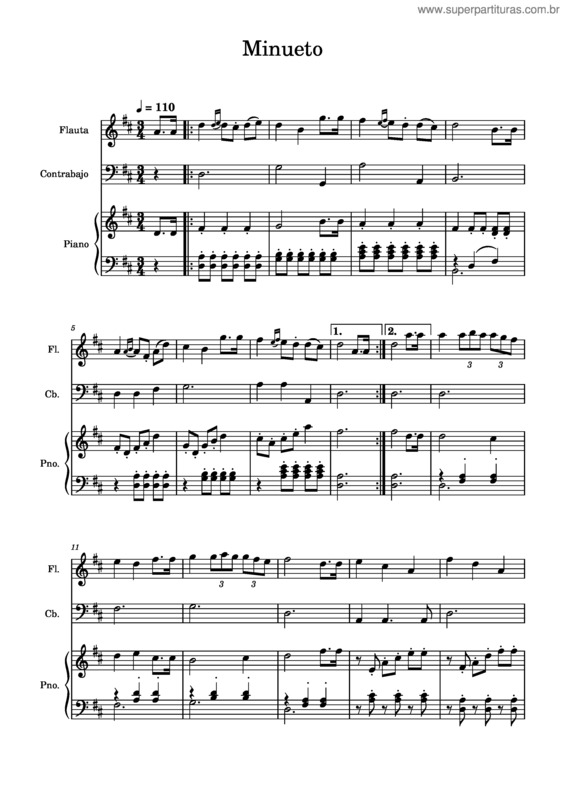 Partitura da música Minueto Tarea 17