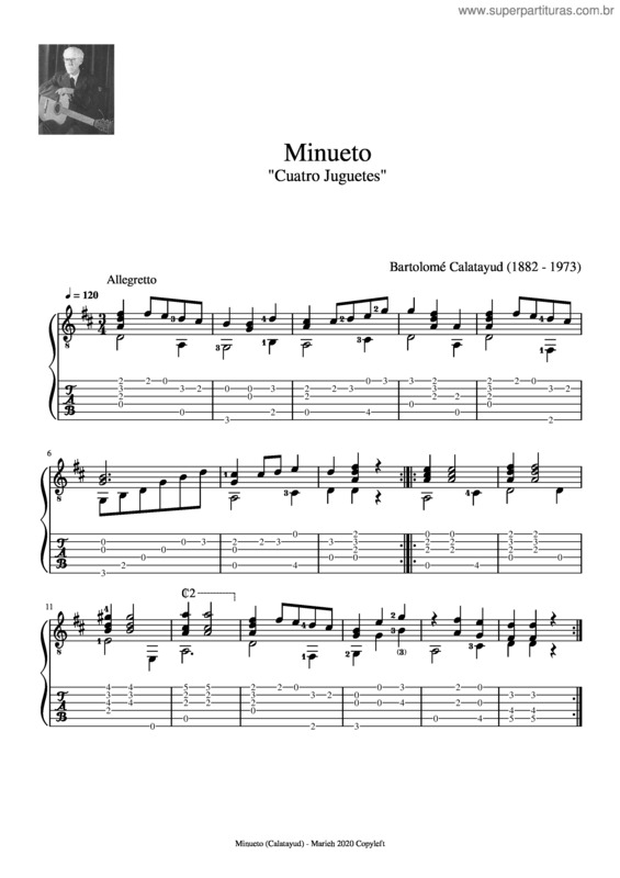 Partitura da música Minueto v.22