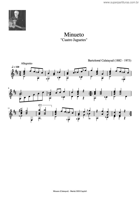 Partitura da música Minueto v.23