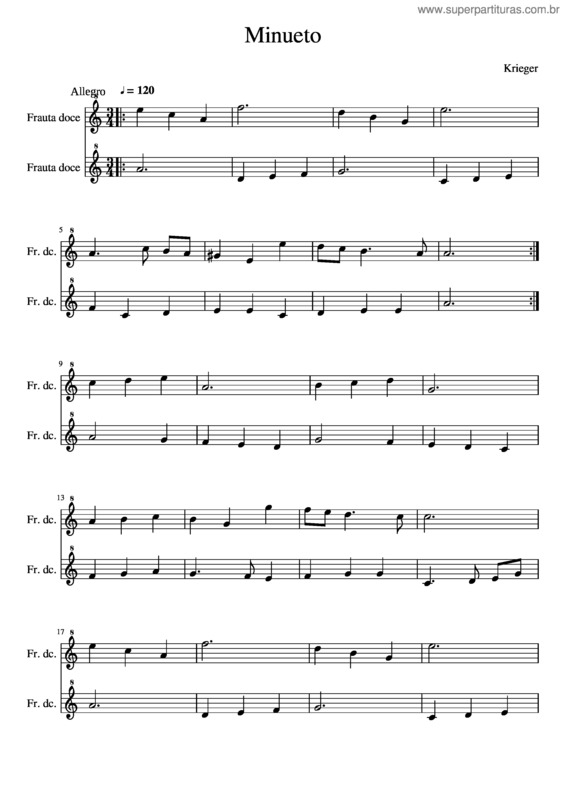 Partitura da música Minueto v.25