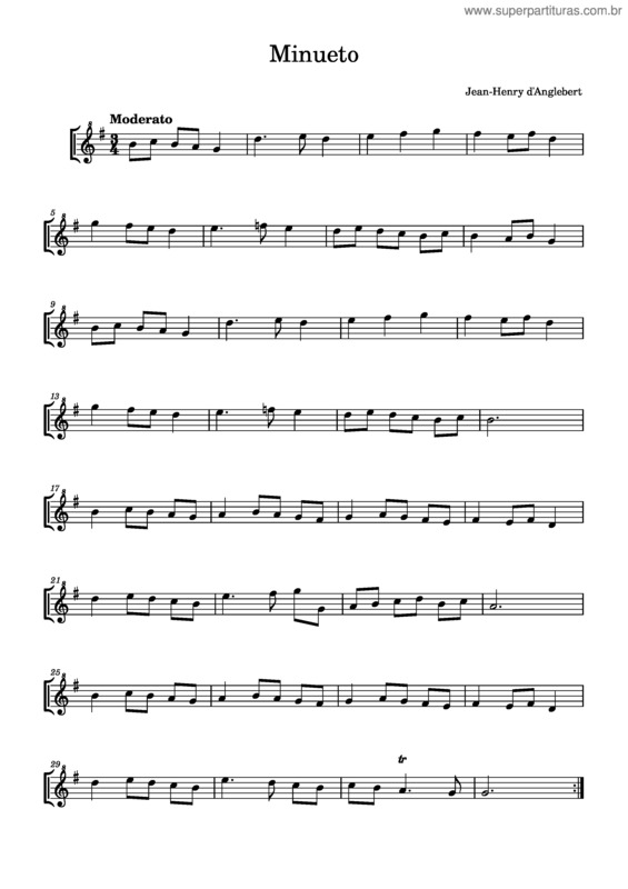 Partitura da música Minueto v.27