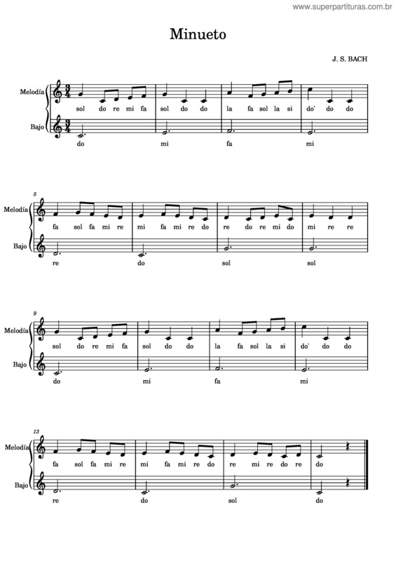 Partitura da música Minueto v.30