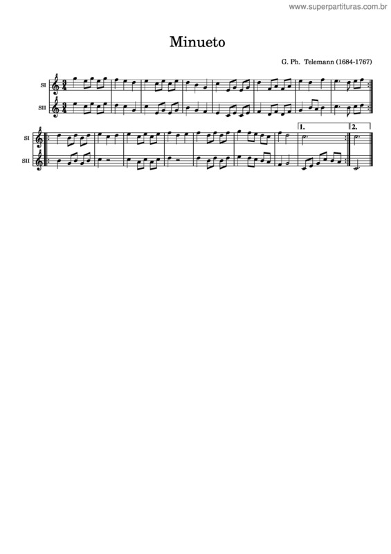 Partitura da música Minueto v.35