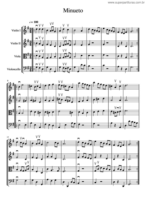 Partitura da música Minueto v.36