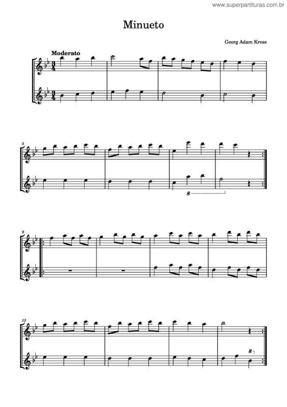 Partitura da música Minueto v.39