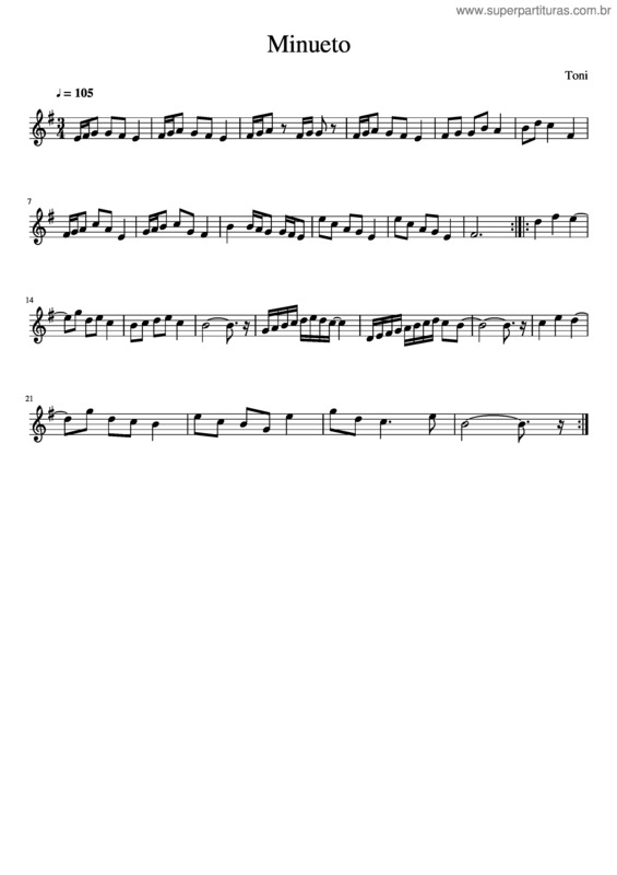 Partitura da música Minueto v.40