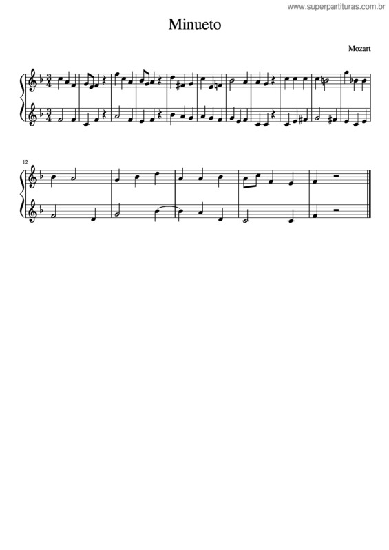 Partitura da música Minueto v.41